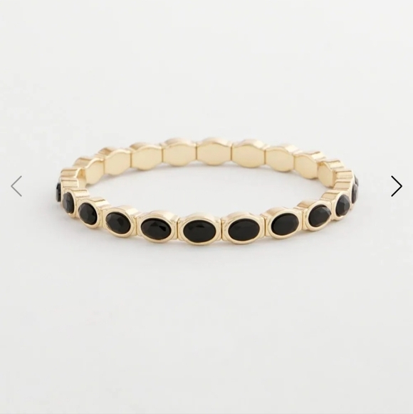 CHICO'S elegant BLACK & GOLD stretch BRACELET brand new - Picture 2 of 2